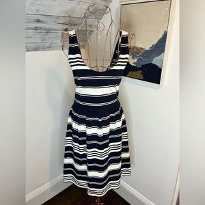 J Crew striped navy cotton womens dress size medium